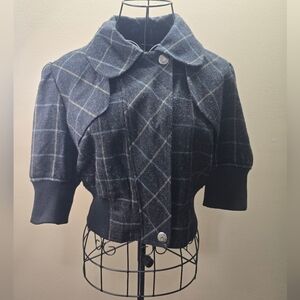 NWOT Twenty one Buckle Daytrip Wool Blend Plaid Full Zip Jacket Short Sleeve